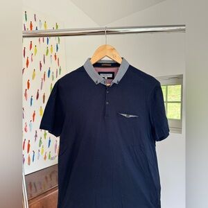 Ted Baker Patterned Collar Polo